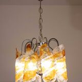 Italian Design "Twisters" Round Chandelier by Mazzega, 1970