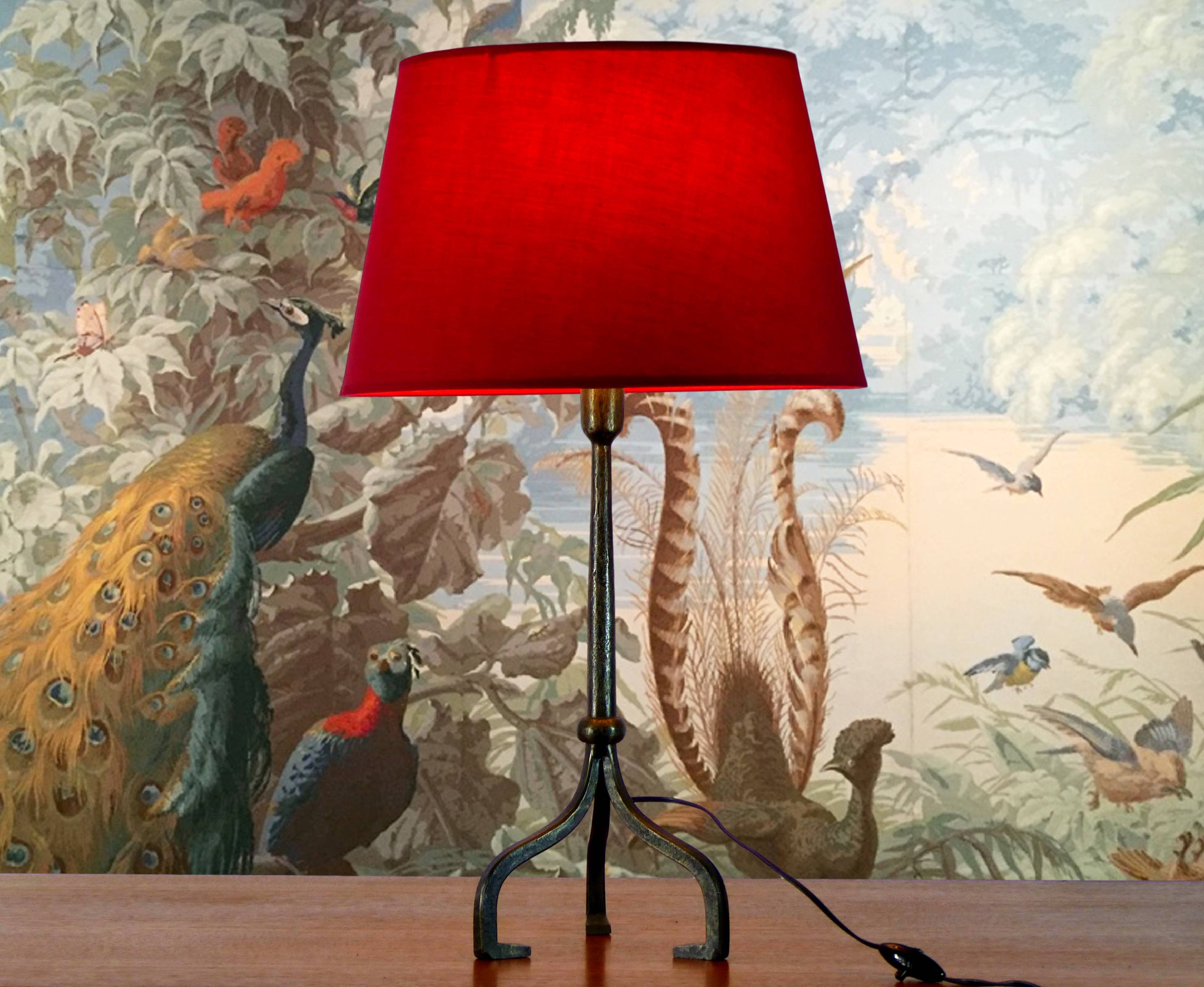 Wrought iron tripod table lamp