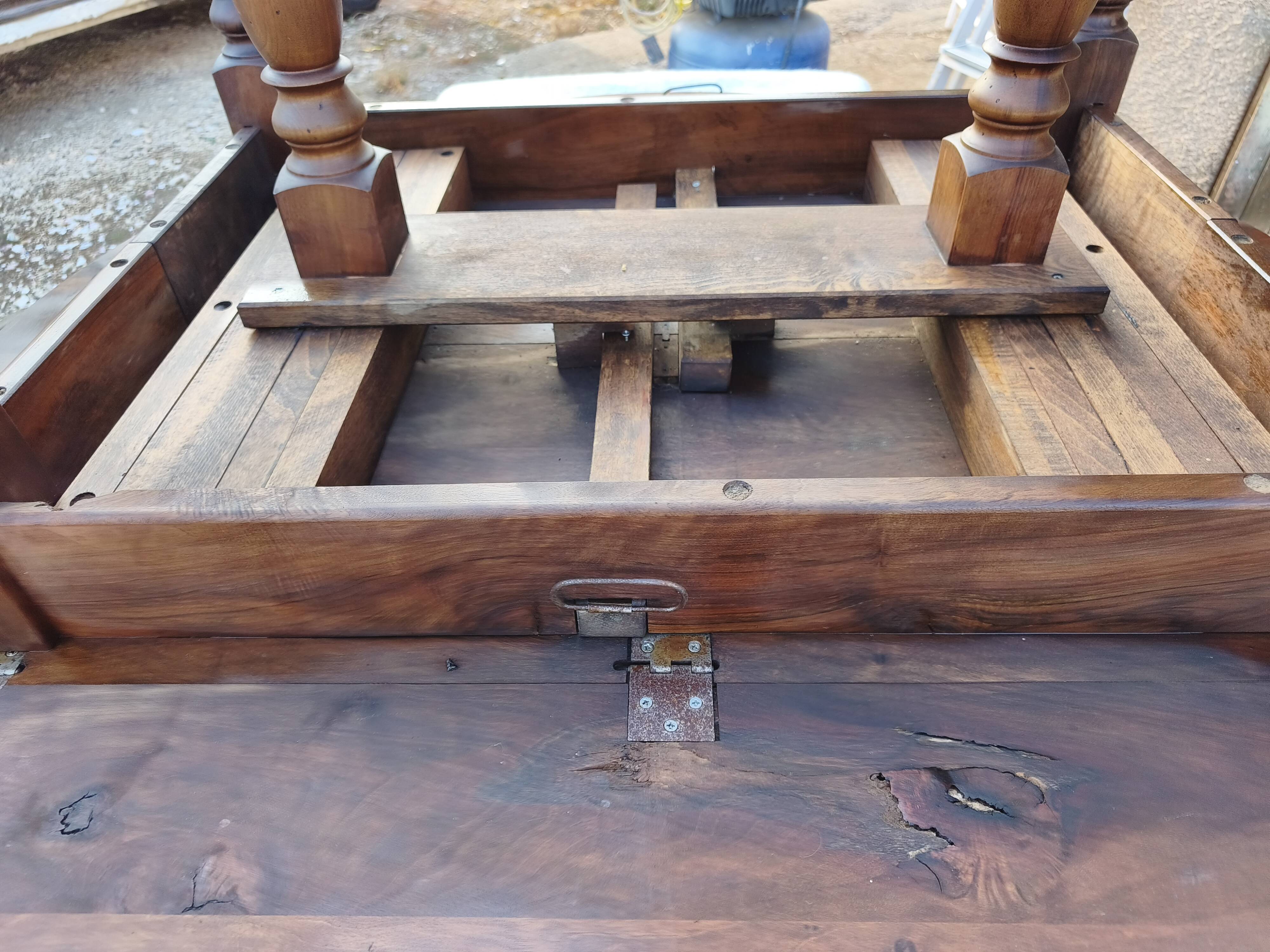 19th-century walnut drop-leaf table.