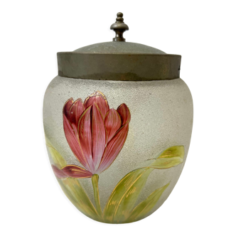 Old Art Nouveau glass biscuit jar