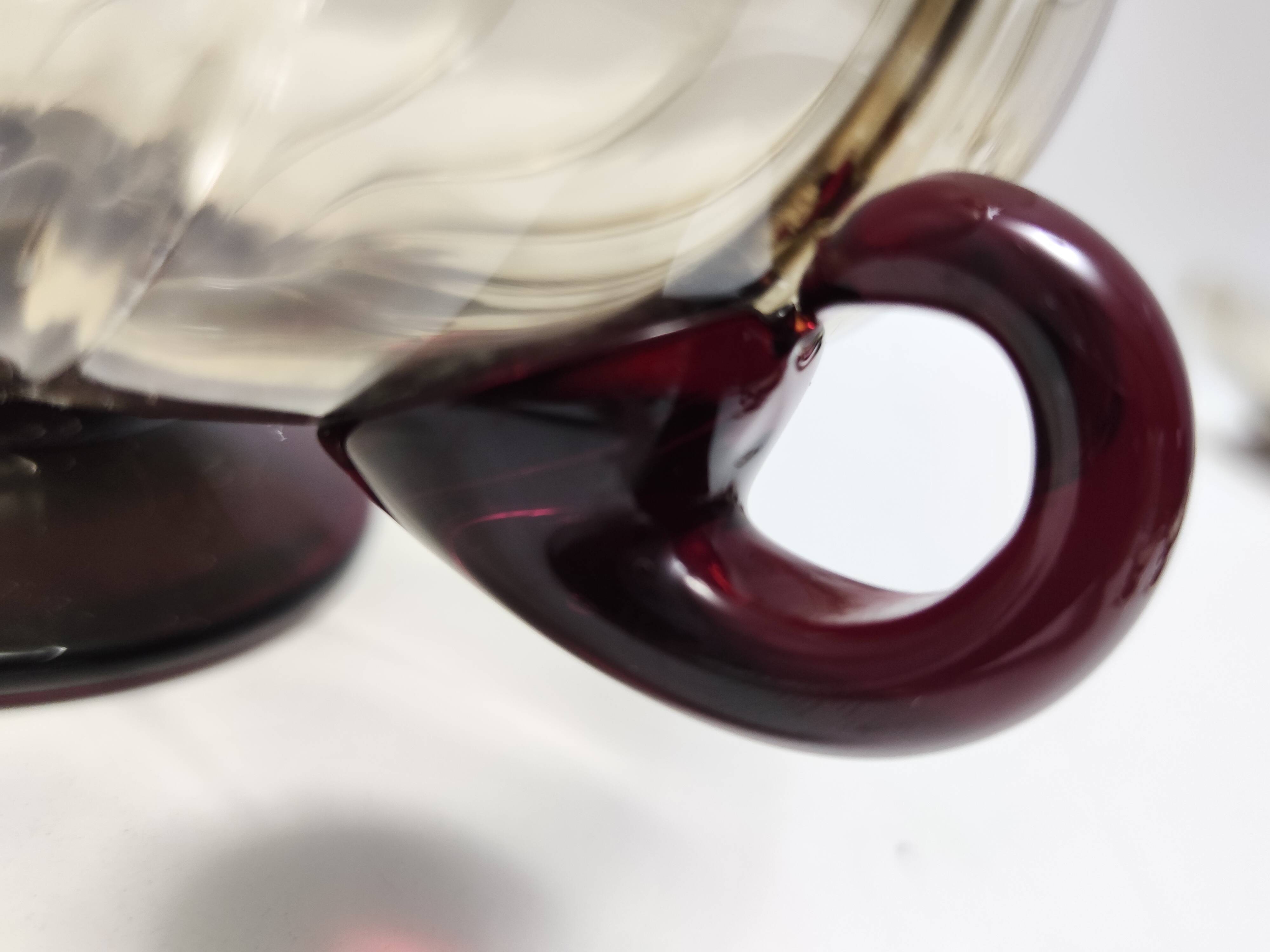 Set of Ten Smoked and Crimson Murano Glass Dessert Bowls in the style of Ze