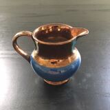 Two-tone copper and blue pitcher