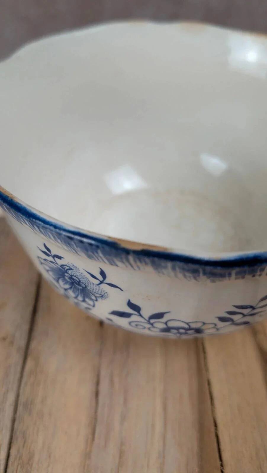 Antique Sarreguemines blue & white cup – French earthenware