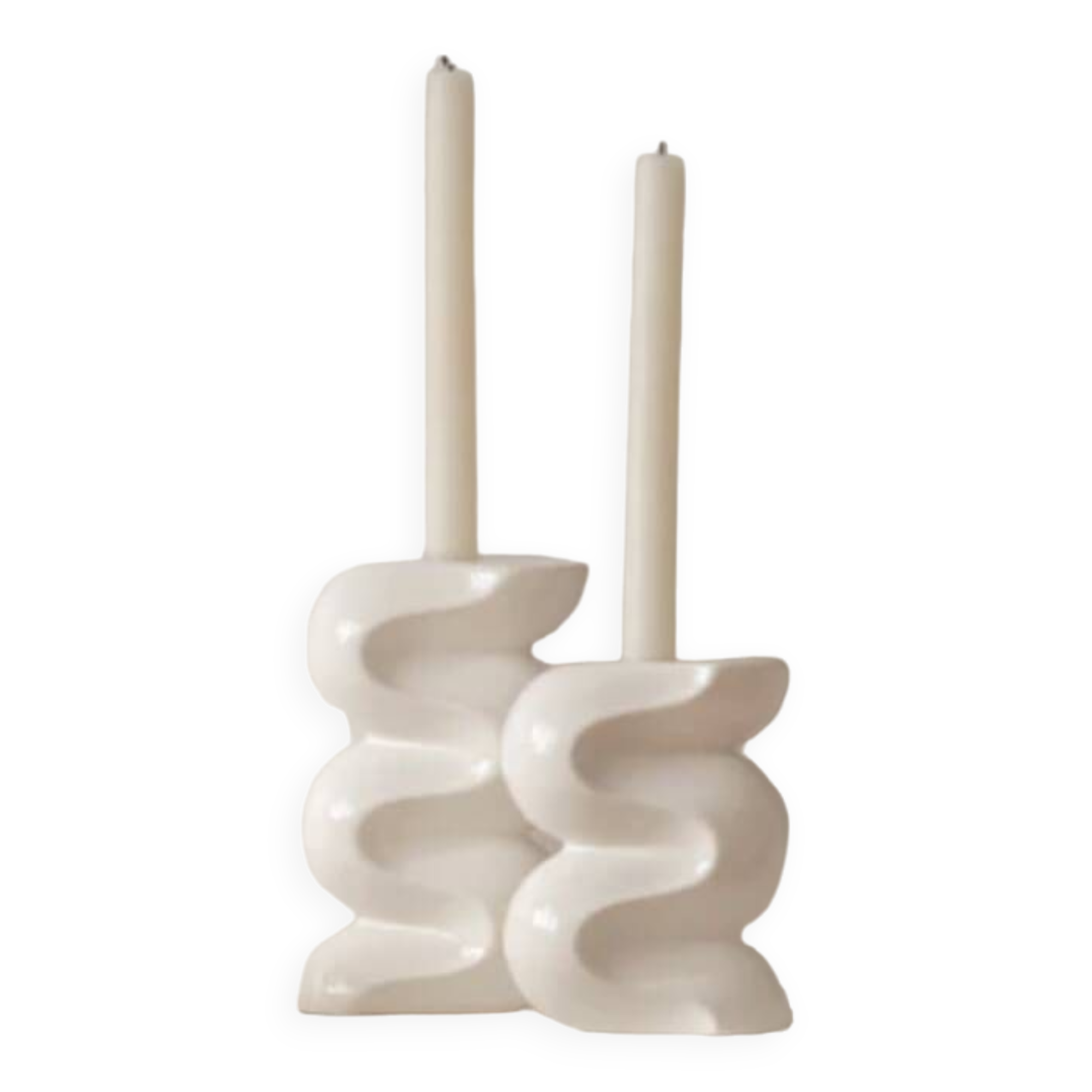 Duo of candle holders - CREAM WHITE