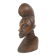 Hand-carved female bust in black wood, Baoulé style, 1960/90