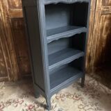 Antique mini oak bookcase – small 19th-century library with slate patina, a lovely rarity.