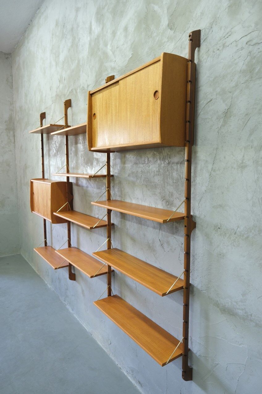 Mid-century modular teak wall unit by john texmon for blindheim mobelfabrik, norway, 1960s