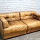 Cognac leather patchwork modular sofa or daybeds, 1970s