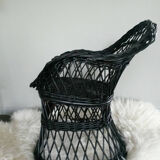 Fauteuil enfant en rotin noir