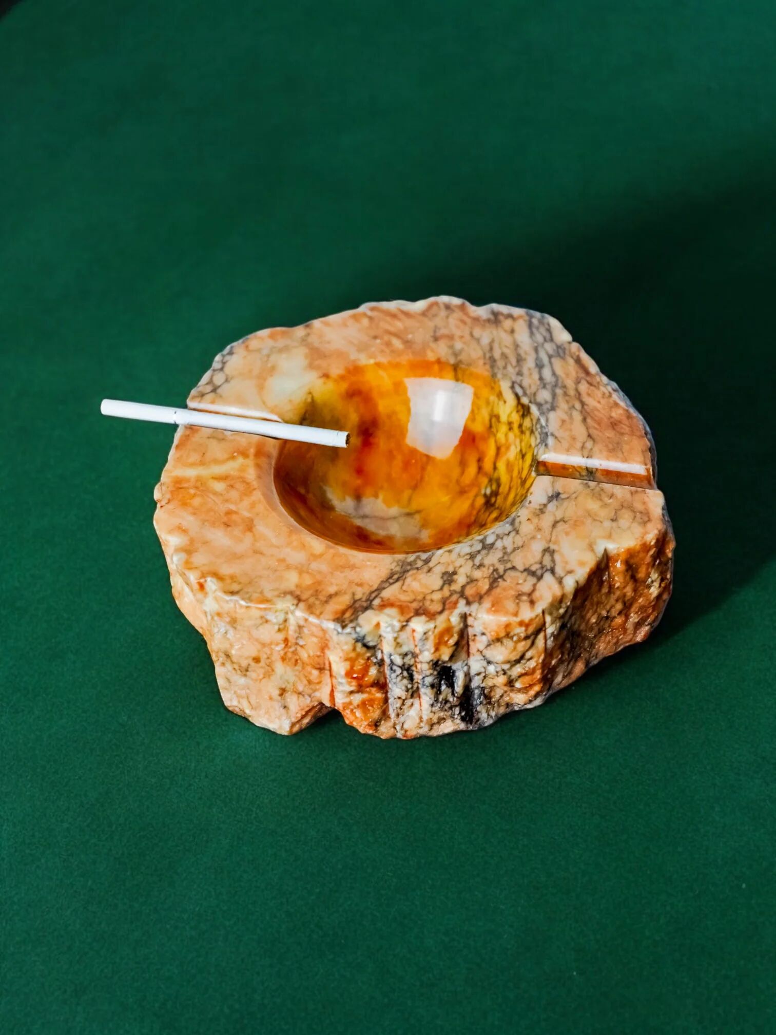 Ocher alabaster ashtray by Romano Bianchi, Italy, 1970s