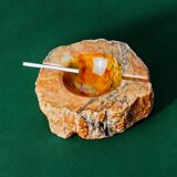 Ocher alabaster ashtray by Romano Bianchi, Italy, 1970s