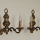 Pair Traditional French Vintage Heavy Brass Empire Style Double Wall Lights