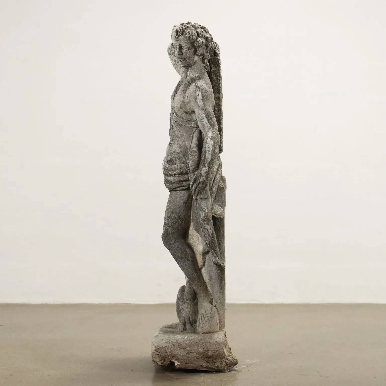 Ancient garden sculpture in terracotta Apollo Italy 20th Century