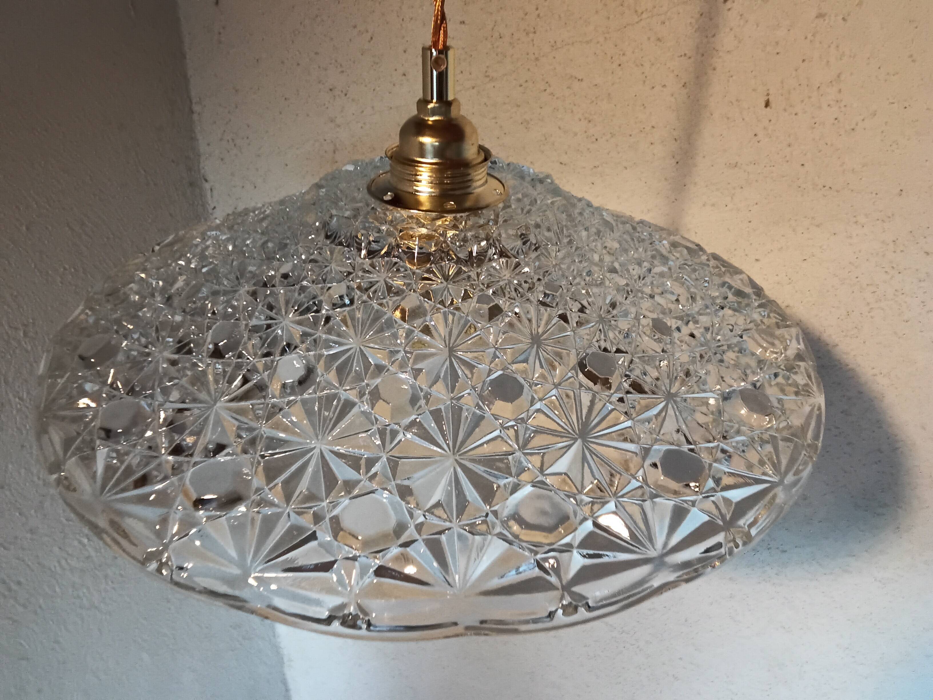 Vintage chiseled glass pendant light