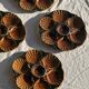Set of 12 oyster or shell plates in glazed brown ceramic D