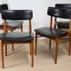 Set of 4 Scandinavian teak and leatherette chairs, 1960
