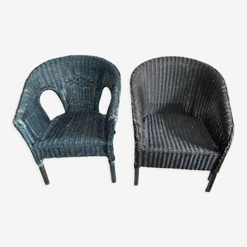 Pair of rattan armchairs