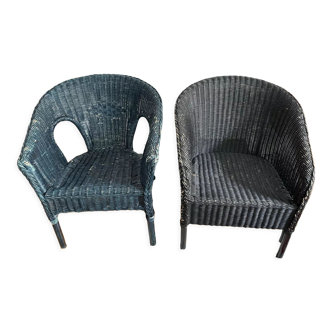 Pair of rattan armchairs