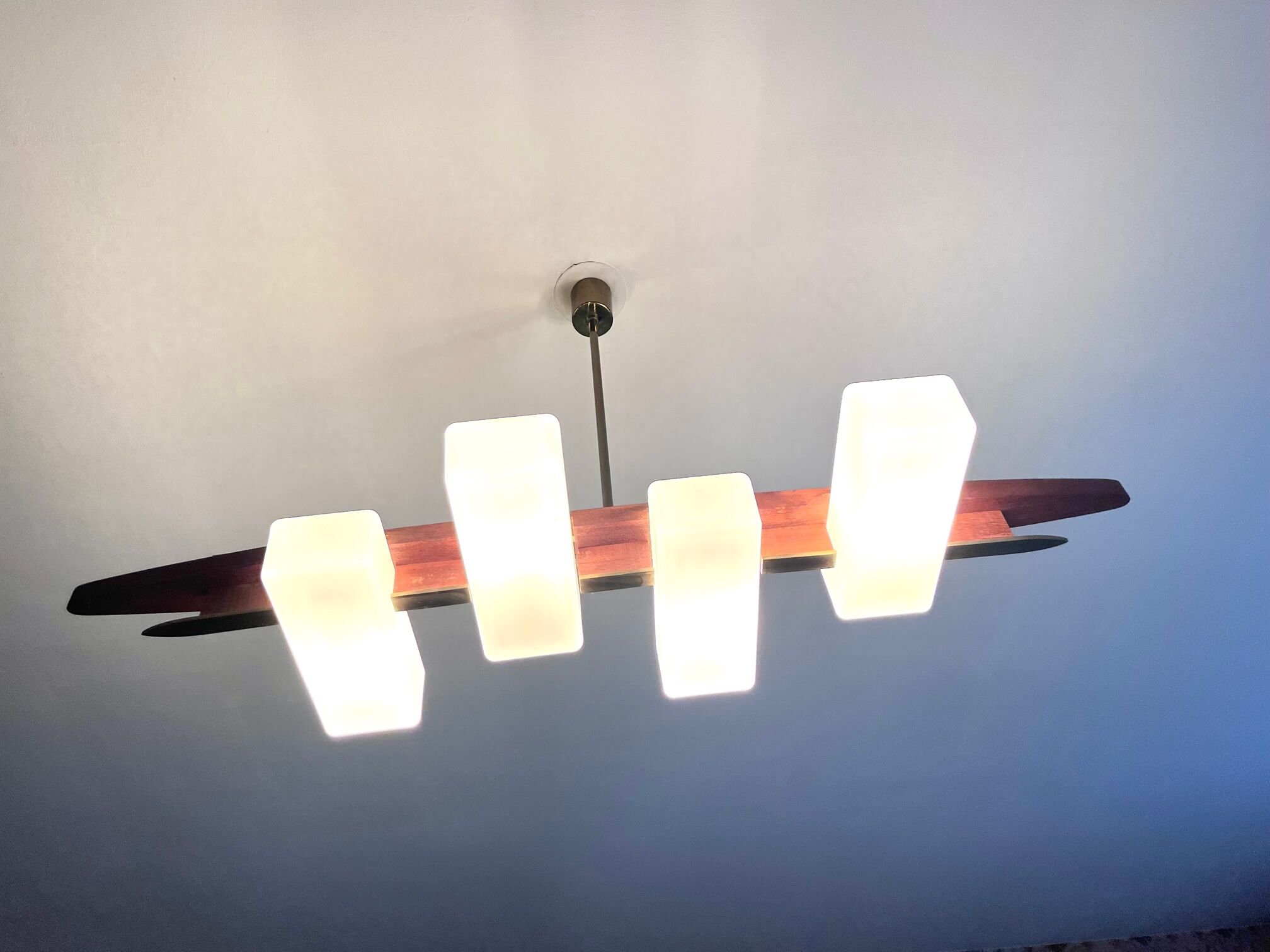 Lunel chandelier brass and rosewood