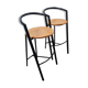 pair stool bar design vintage 1980 black metal wood