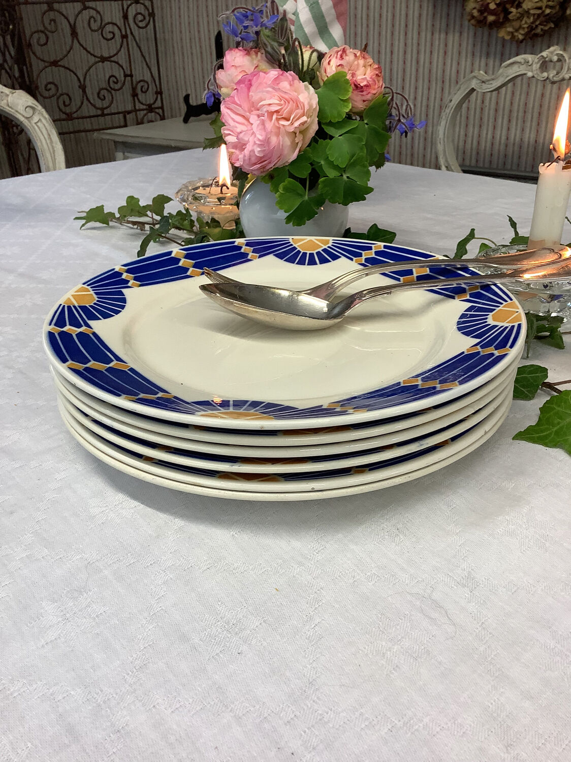 6 Vintage flat plates made in france Badonviller