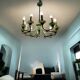 1950’s Opaline Glass Bronze Chandelier