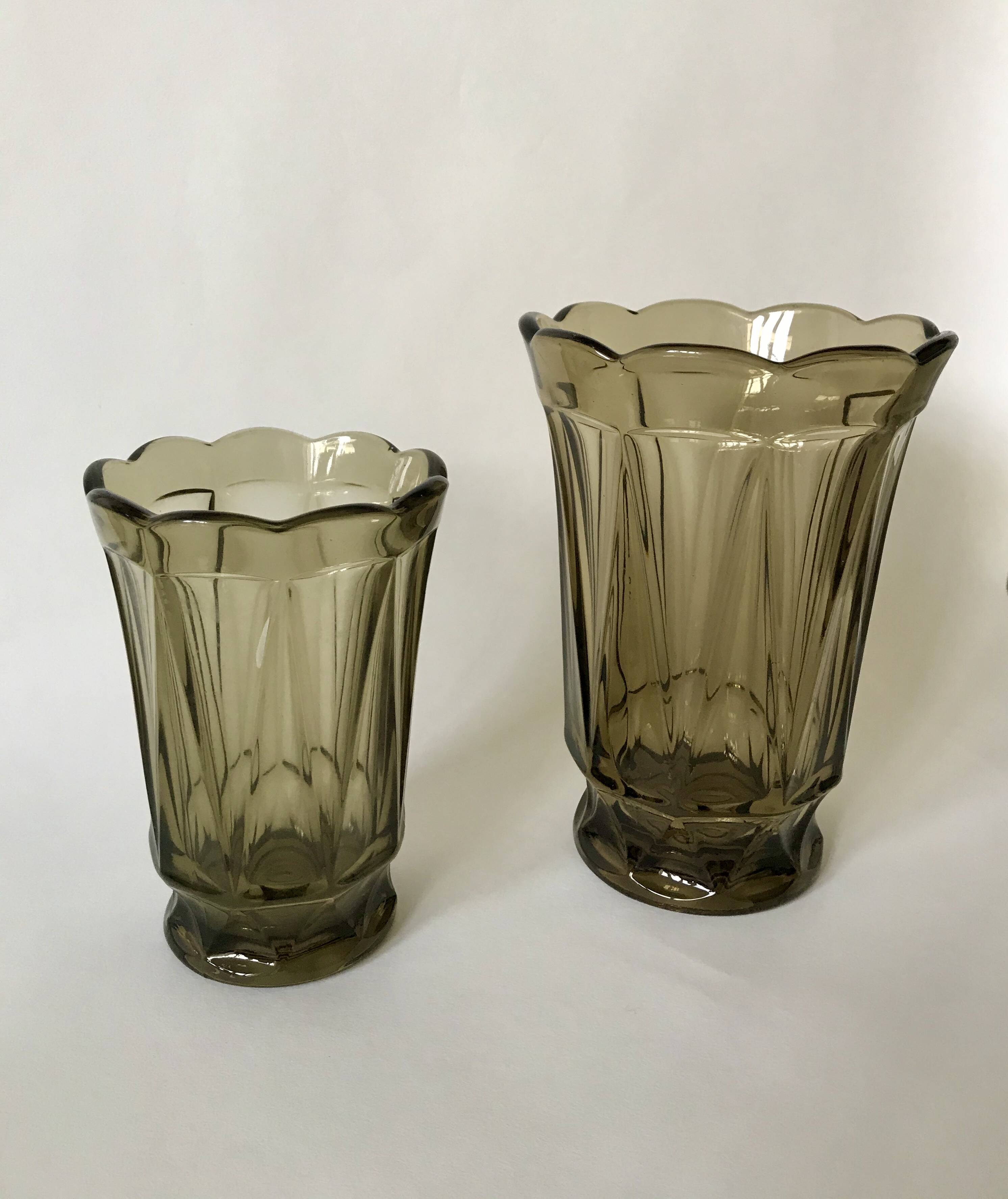 Large smoked glass vase from the 70s