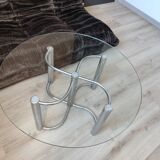 Vintage chrome steel and glass coffee table from Italy from the 70s