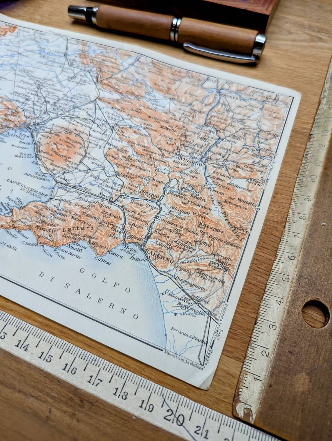 Printed in 1909, Bays of Naples and Salerno, Italy.