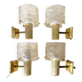 Set of 4 60s wall lights in champagne-colored resin