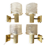 Set of 4 60s wall lights in champagne-colored resin