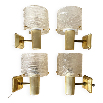 Set of 4 60s wall lights in champagne-colored resin