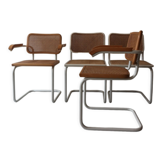 set of 4 chairs and armchair Cesca by Marcel Breuer, Italy 1970
