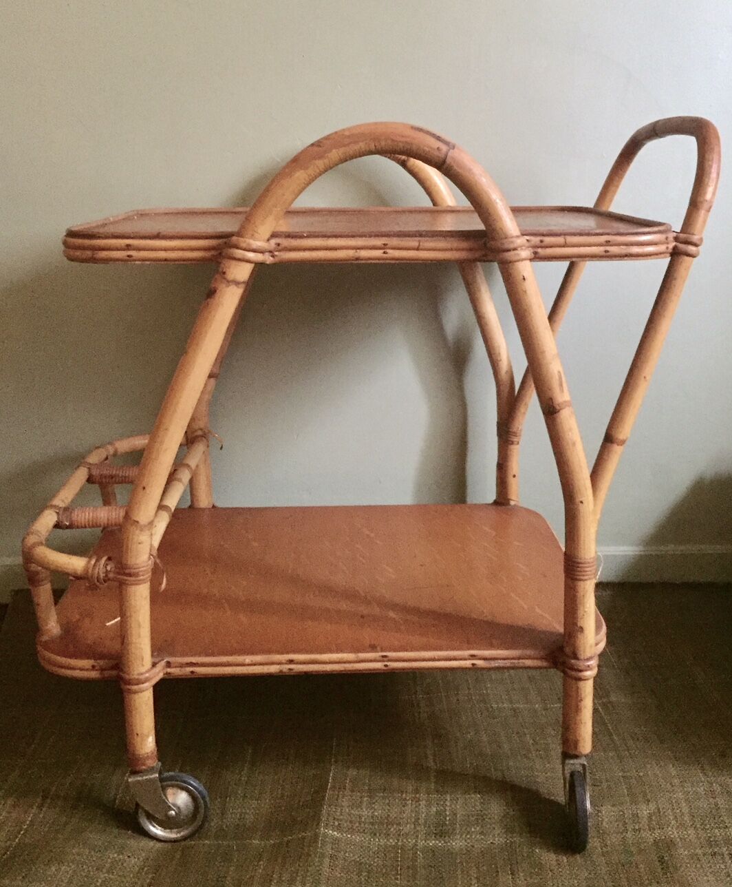 Bamboo rattan serving table