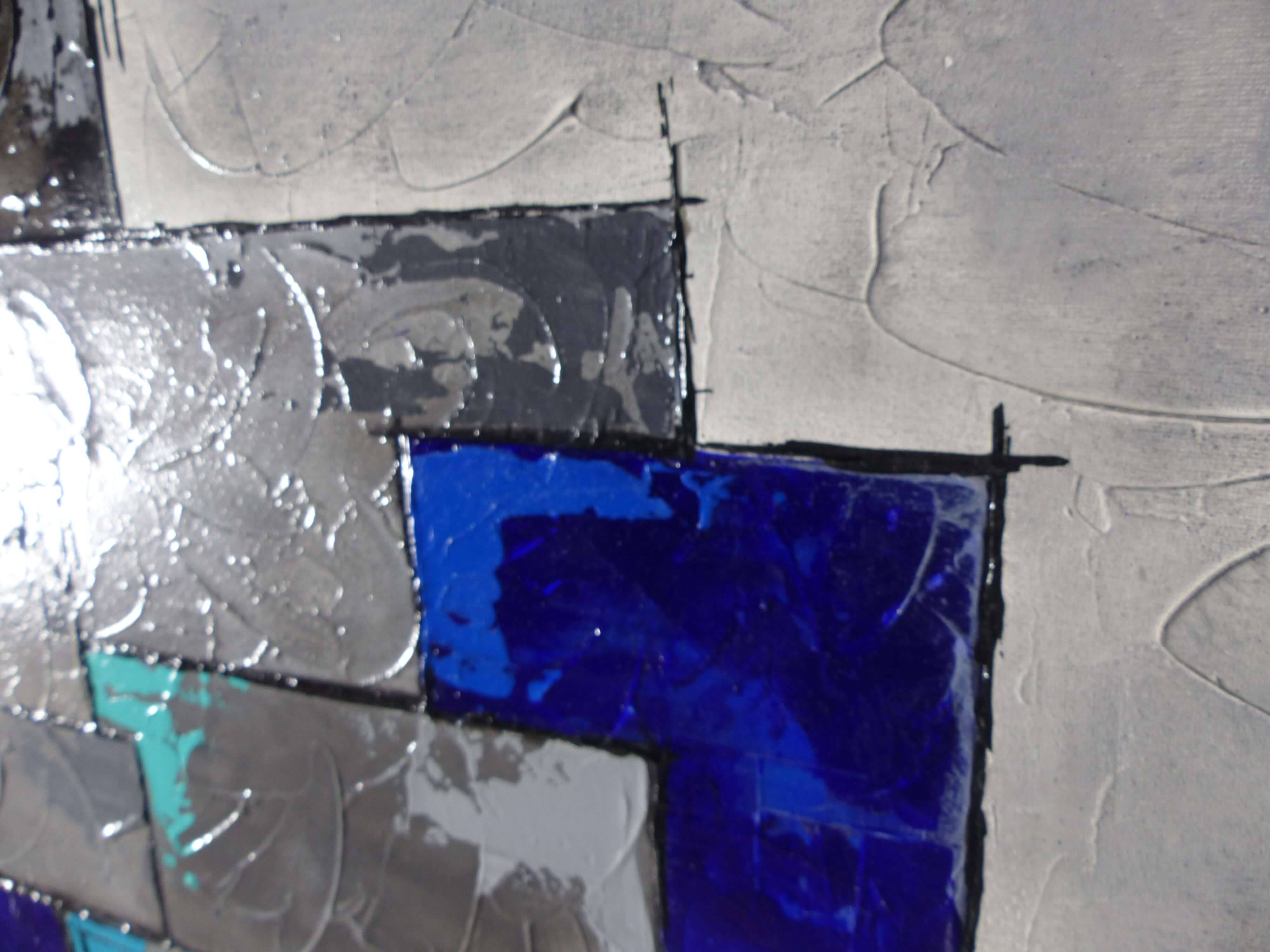 Contemporary abstract painting hand-painted using mixed media