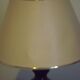 Pair French Mid Century Turned Wood Table Lamps With Beige & Gold Shades 3247