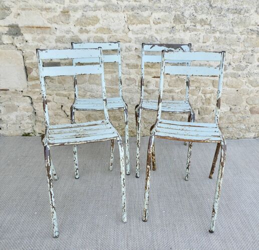 4 chaises de jardin en métal bleu pastel Art Prog