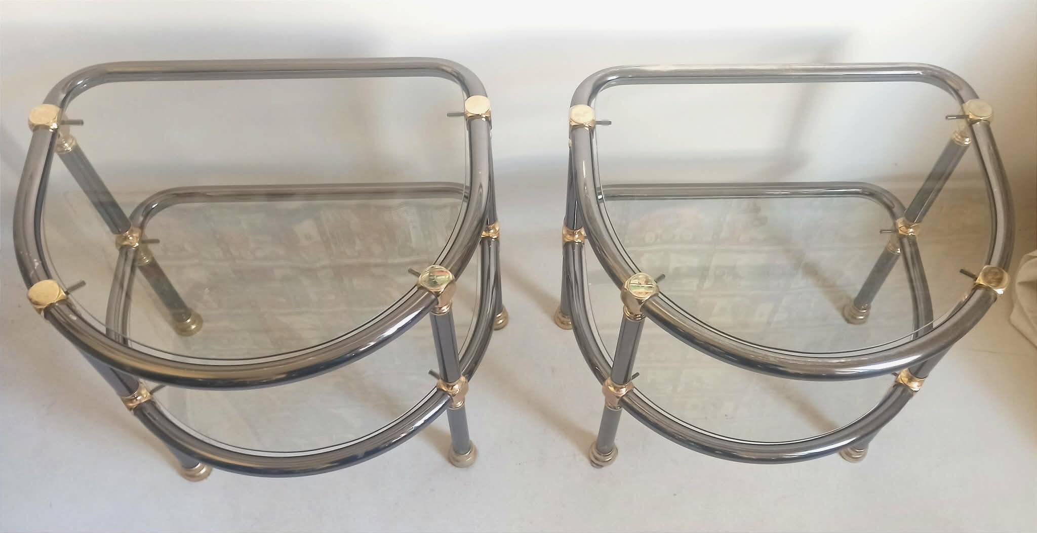 Pair of semi-circular coffee tables, 1970s