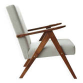 Fauteuil vintage blanc cassé bouclé zig Zag 1970
