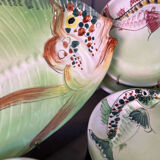 Vintage Vallauris ceramic dinnerware set. Fish design. 1960s