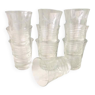 10 chiseled goblet glasses from the 40s
