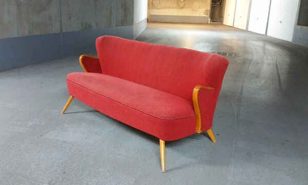 Sofa scandinave danois années 50/60 wing rouge d'époque