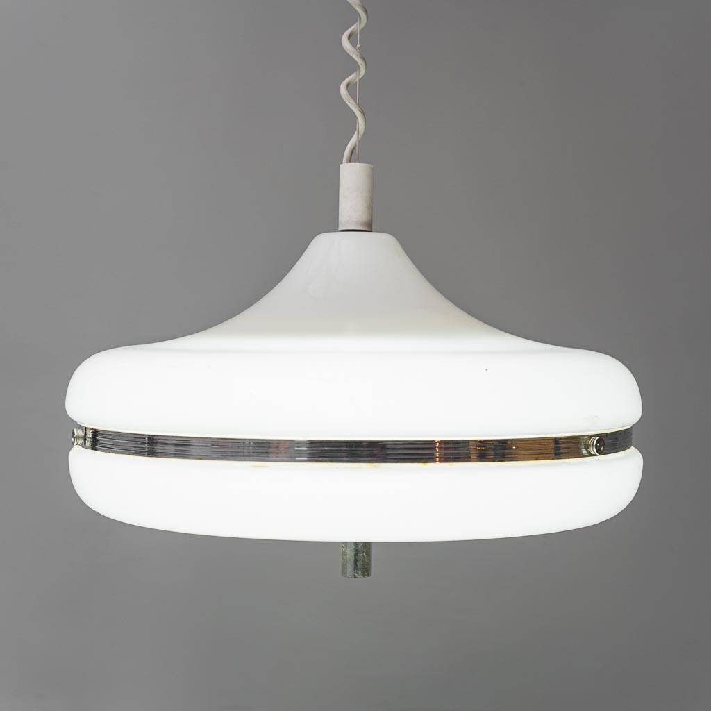 Space Age chandelier in metal and plastic, 1970s vintage modernism