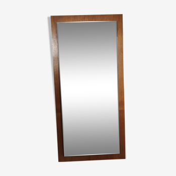 Scandinavian bevelled mirror in 60s teak 37x77cm