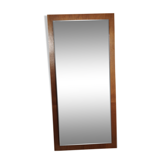 Scandinavian bevelled mirror in 60s teak 37x77cm