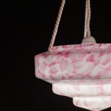 Pink Art Decò Vintage Glass Chandelier, 1950