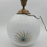 Hand-painted opaline ball lamp signed 1970s