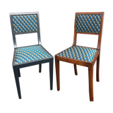 Chaises anciennes relookées tissu art déco