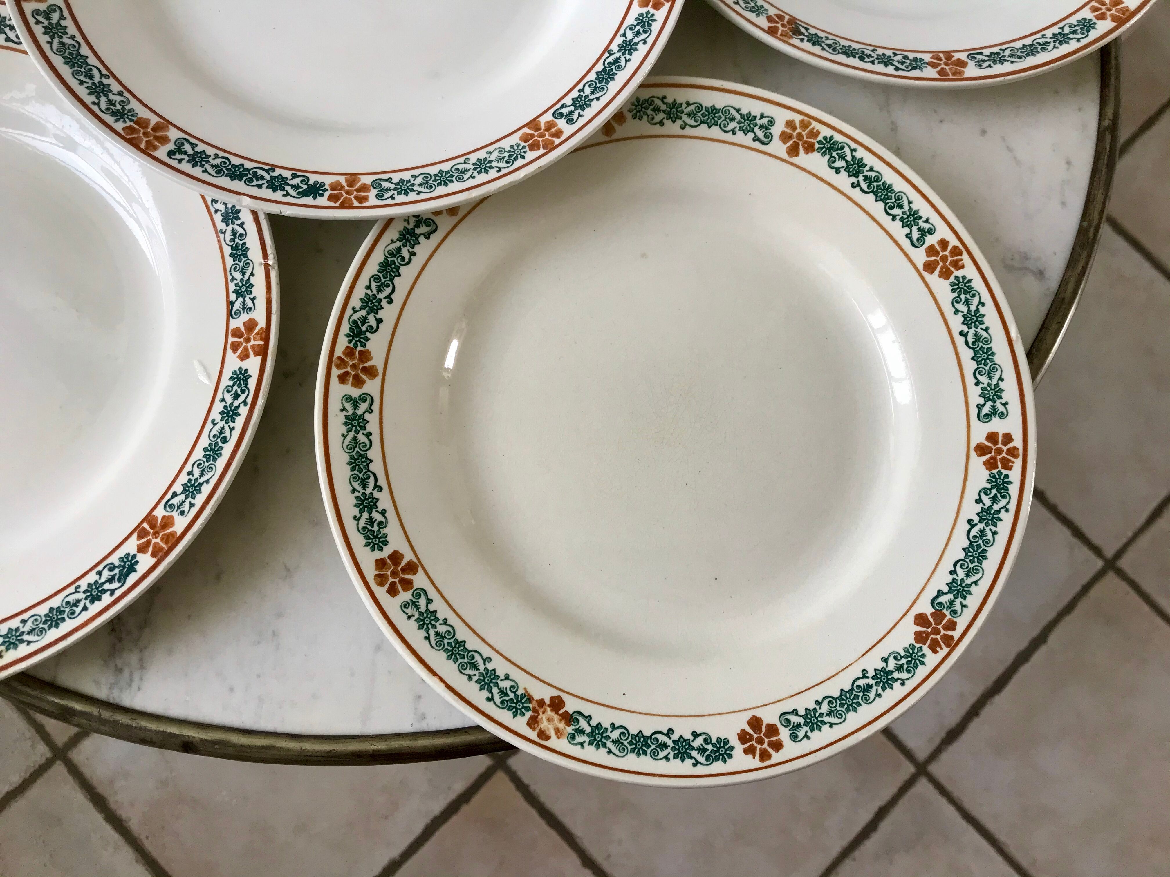 lot of 6 hollow plates Terre de Fer St Amand model "Molière" XXth