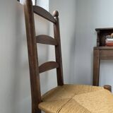 Rustic oak straw chair
